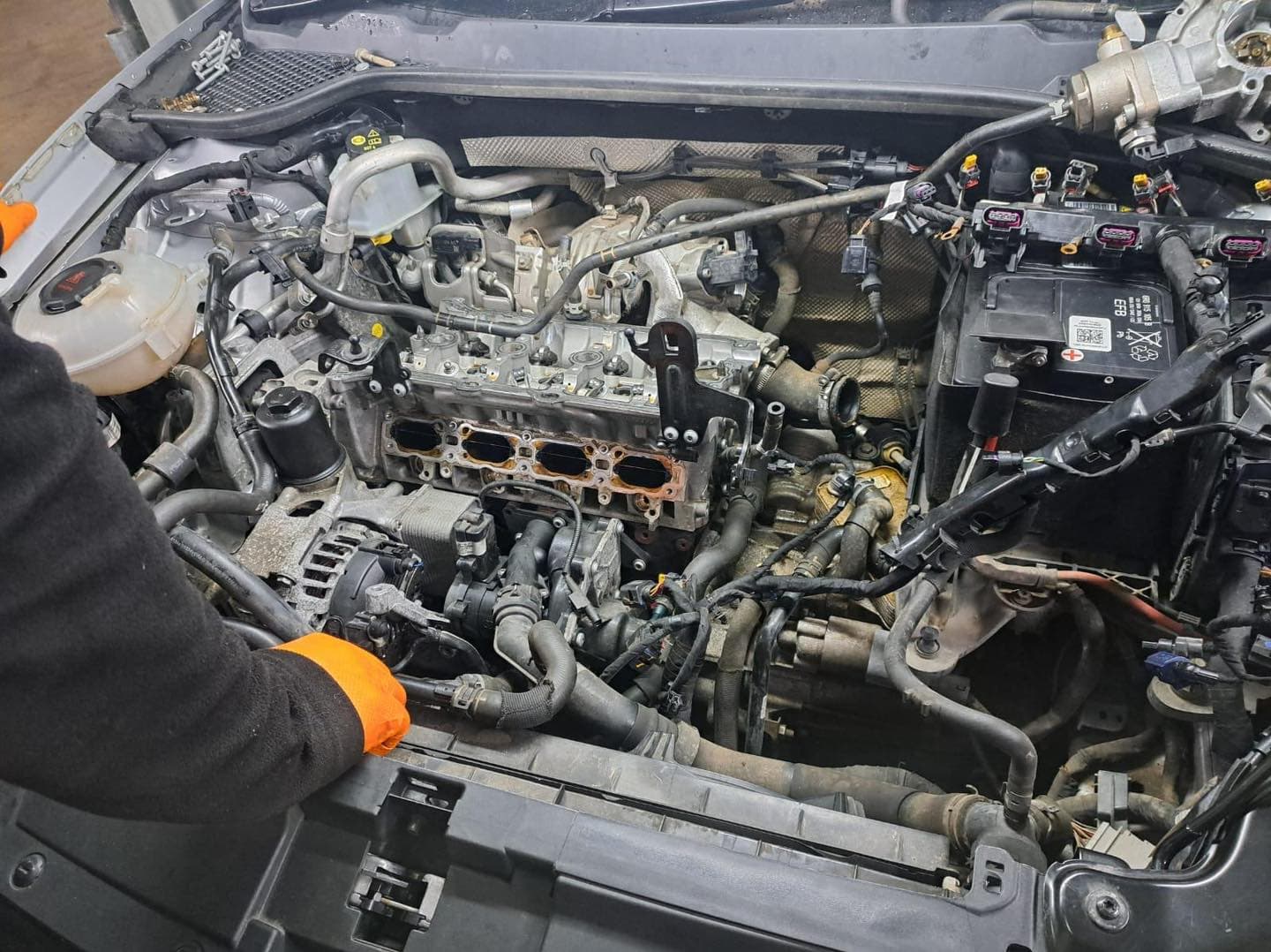 Car on lift for diagnostics